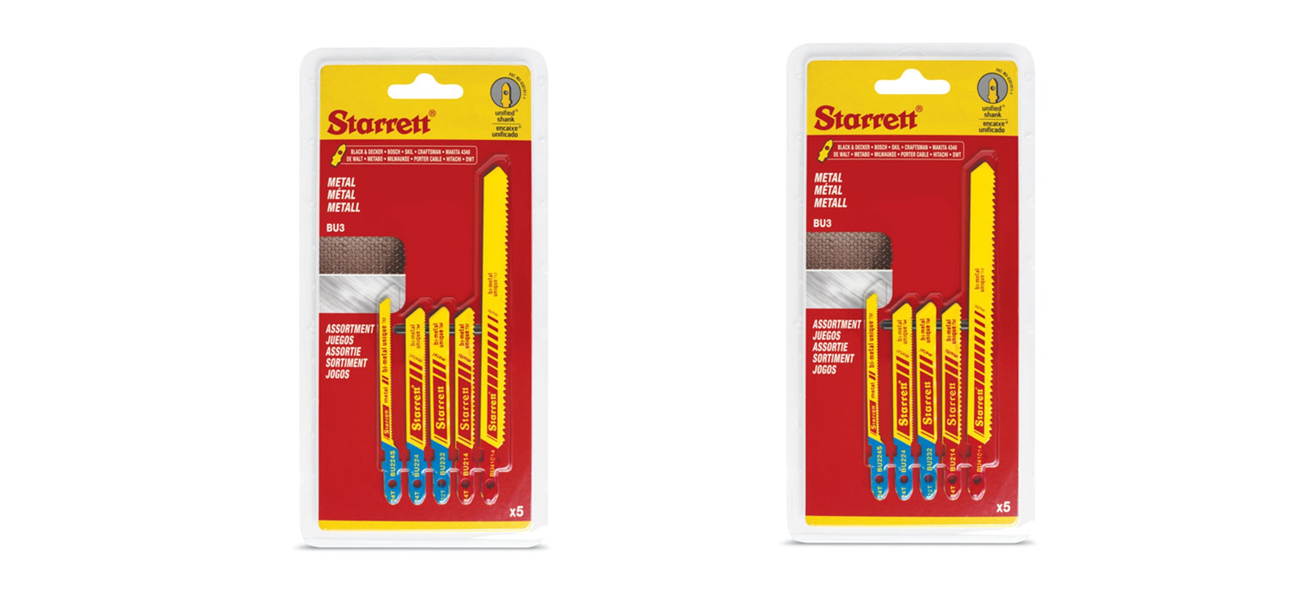 Starrett Jigsaw Blade: Bi-Metal, 0.04 Blade Thickness, 5/16 Blade Width - U-Shank, Continuous Cutting Edge | Part #68753