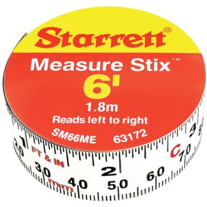 SM412WRL Measure stix- steel measure tape with adhesive backing 1/2x12',  reading right to left: Manson Tool & Supply