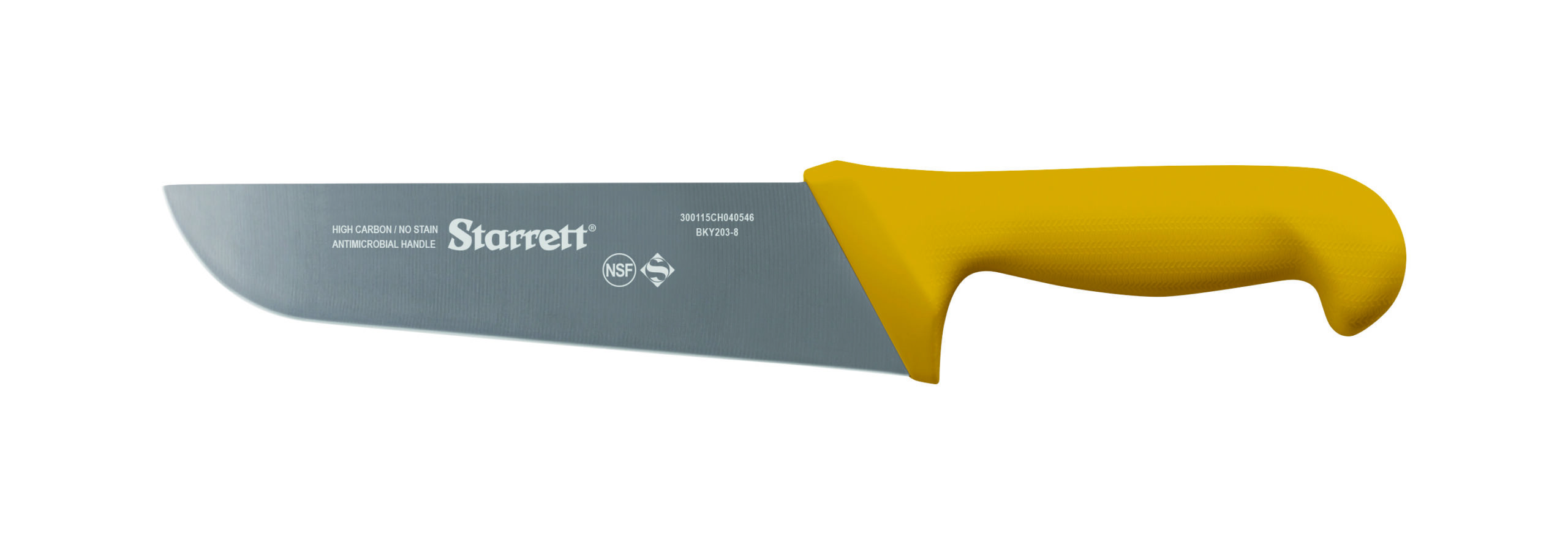 Butchers Knife Wide Straight 8 (200mm) Yellow Handle (BKY2038) Starrett